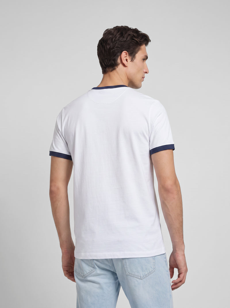 T-shirt à côtes blanches avec contraste éponge