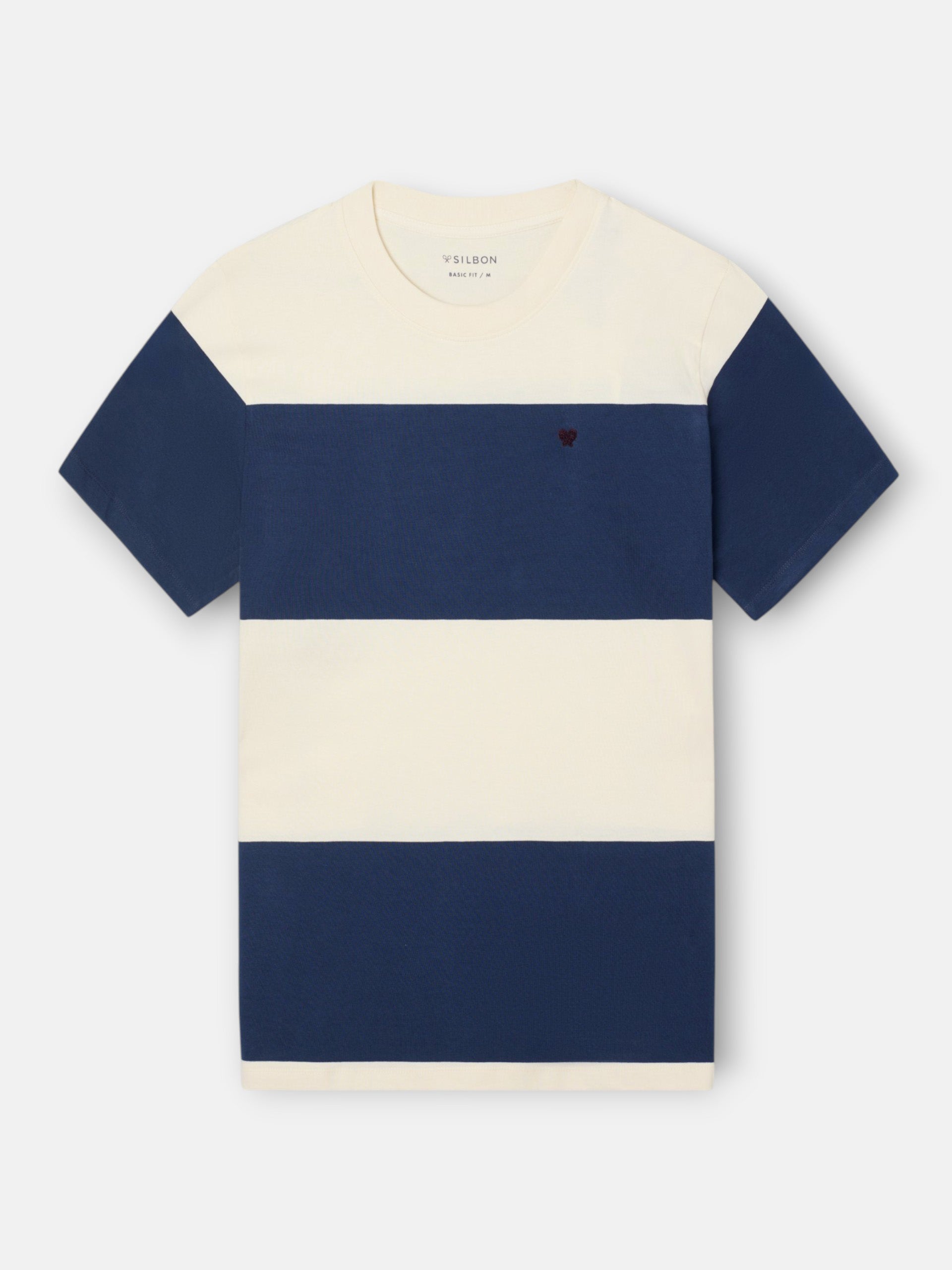 Camiseta raya ancha azul marino