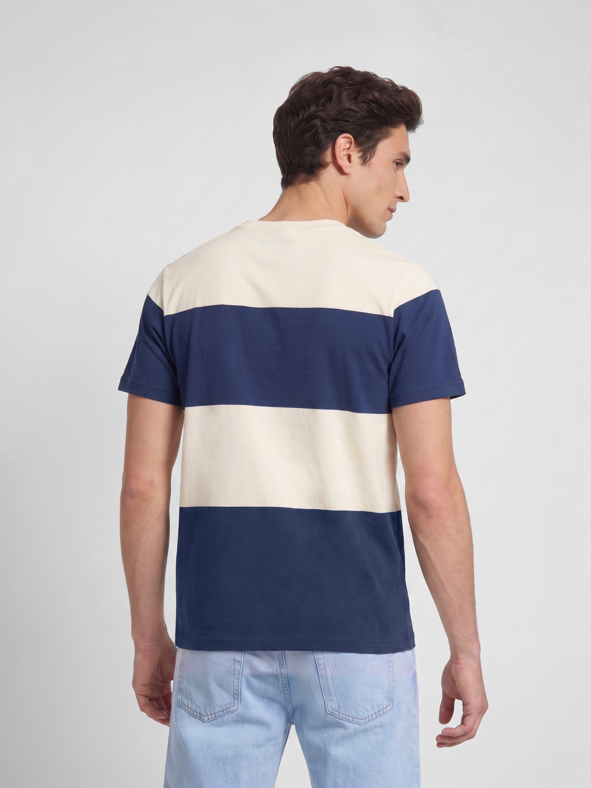 Camiseta raya ancha azul marino