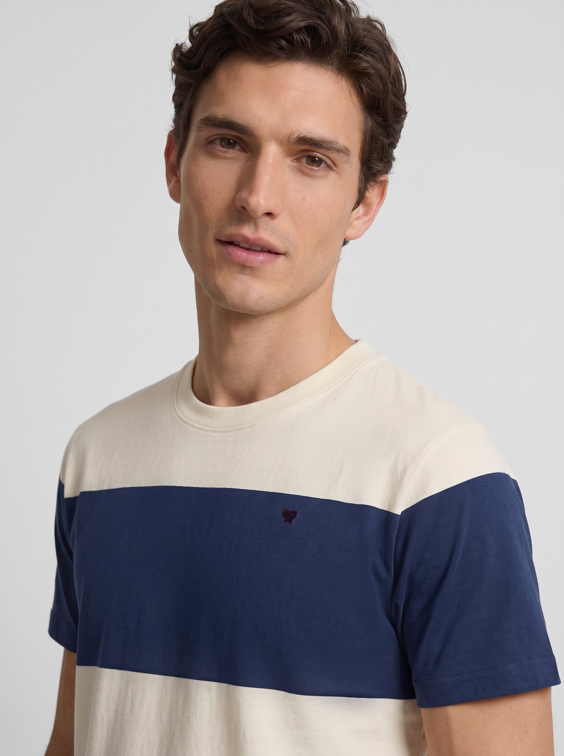 Camiseta raya ancha azul marino