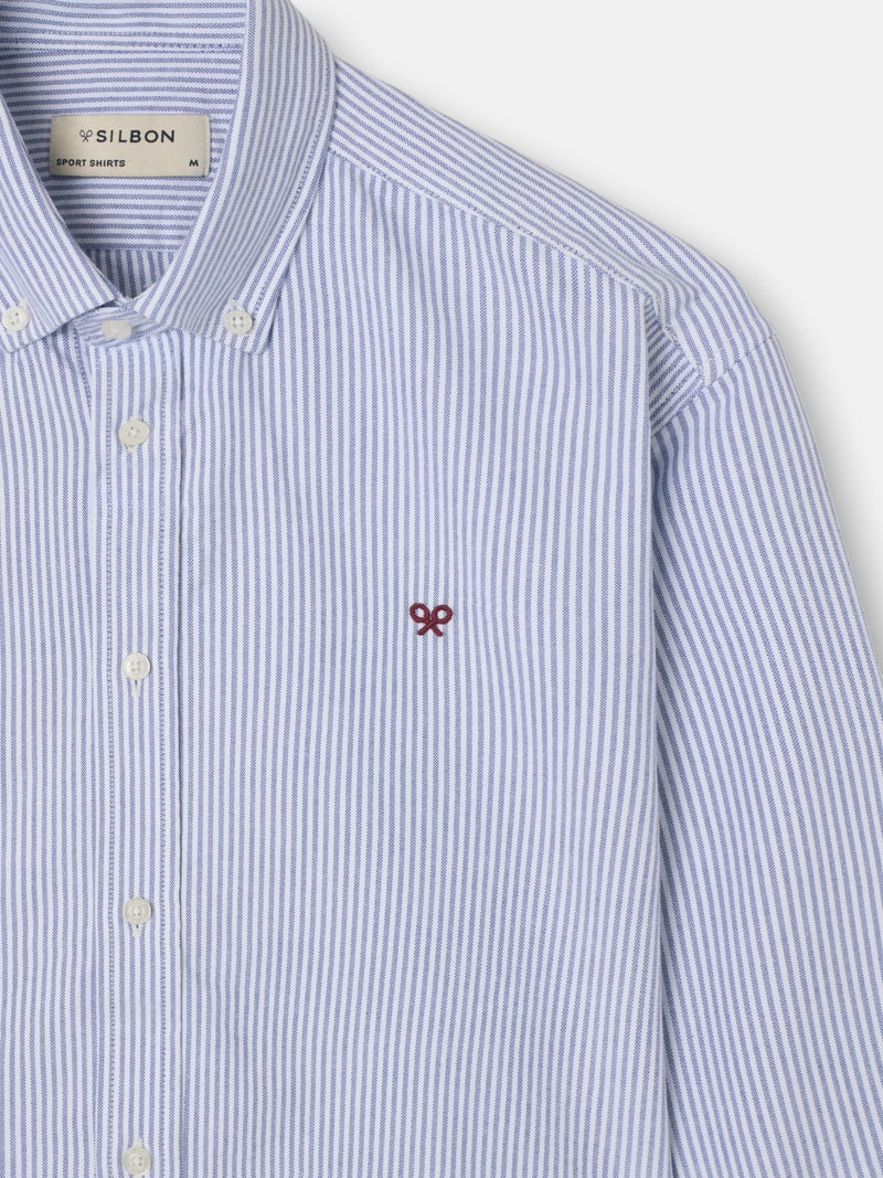 Chemise sport oxford à rayures bleu marine