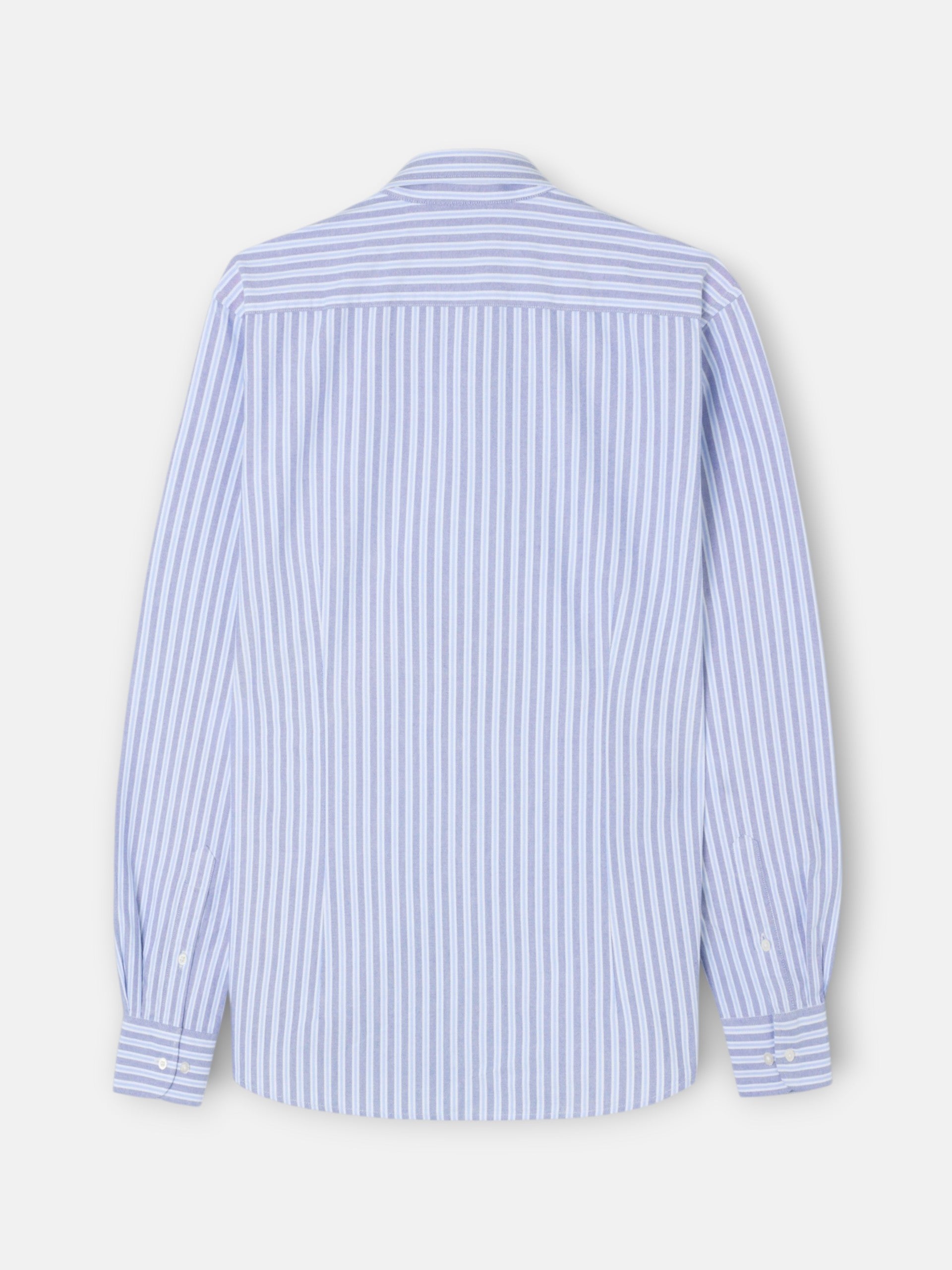 Camisa sport oxford risca bicolor azul marinho celeste