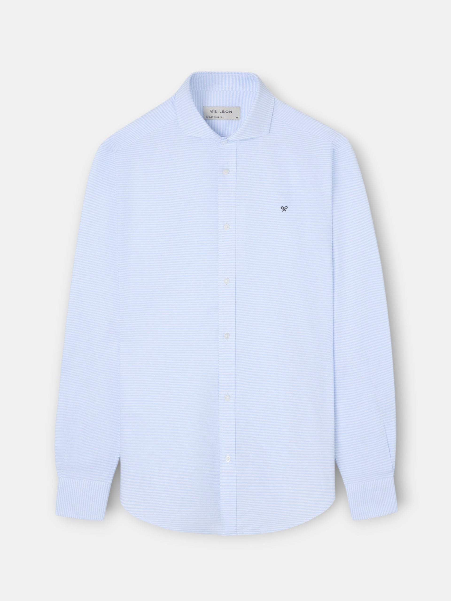 Camisa sport oxford rayas horizontales celeste