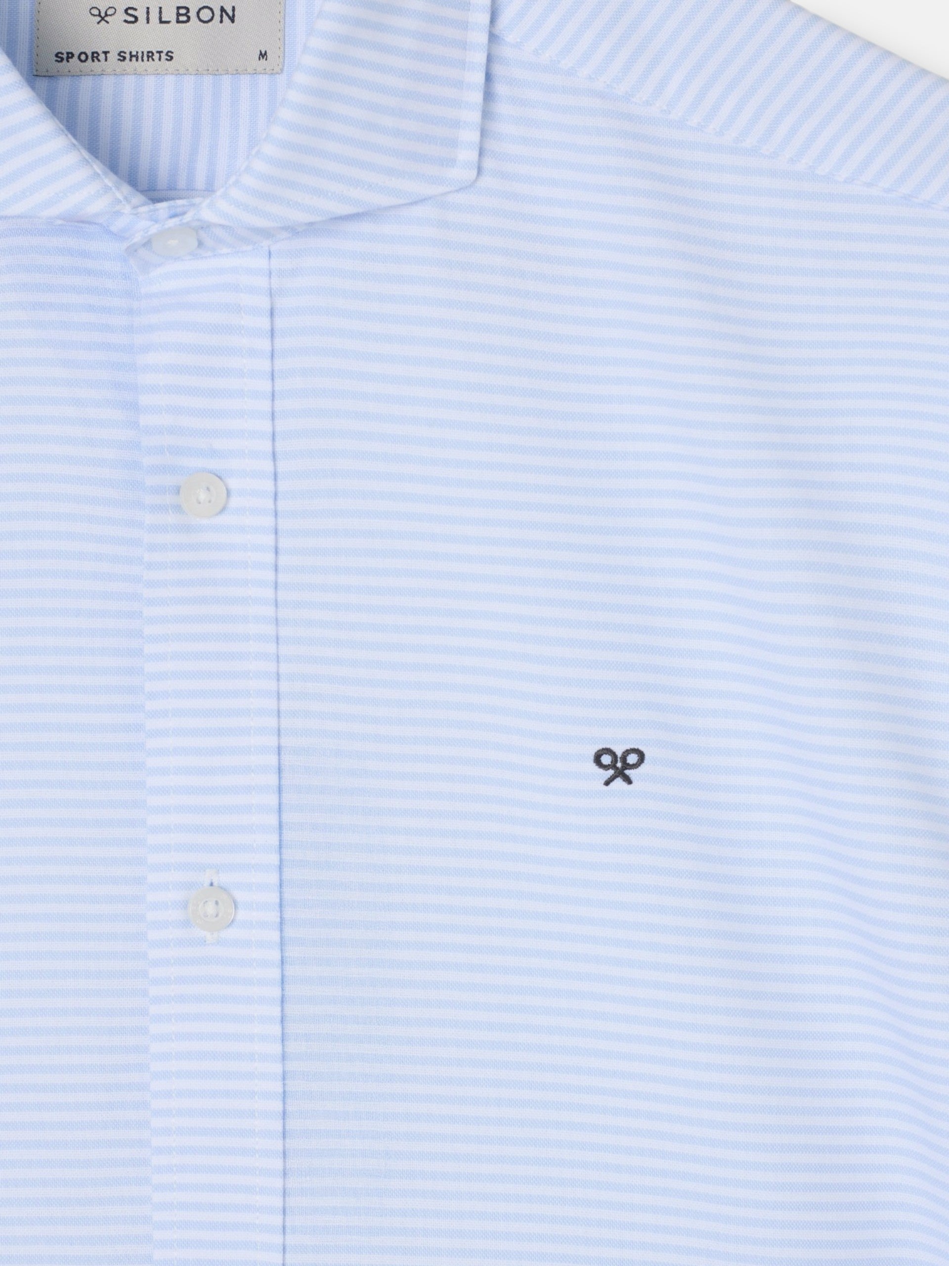 Camisa sport oxford rayas horizontales celeste