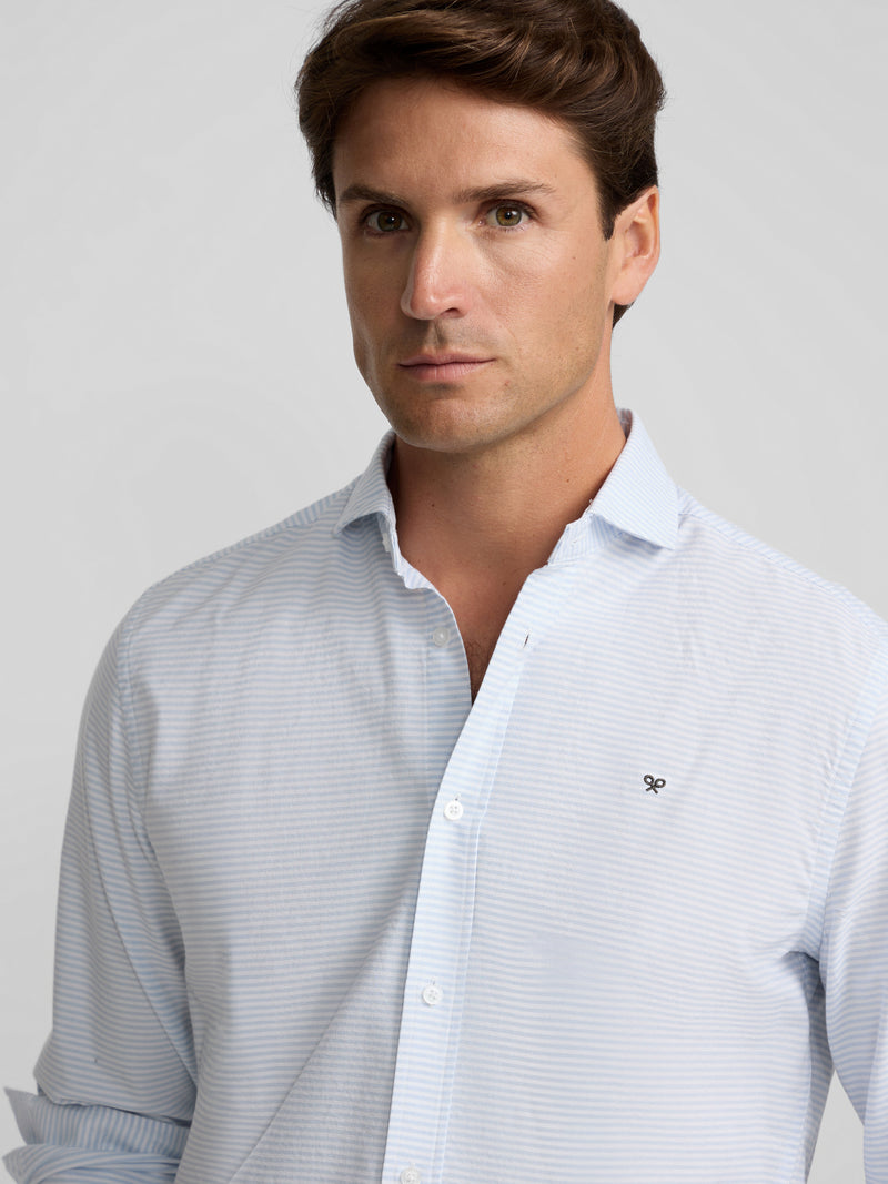 Light blue striped oxford sport shirt