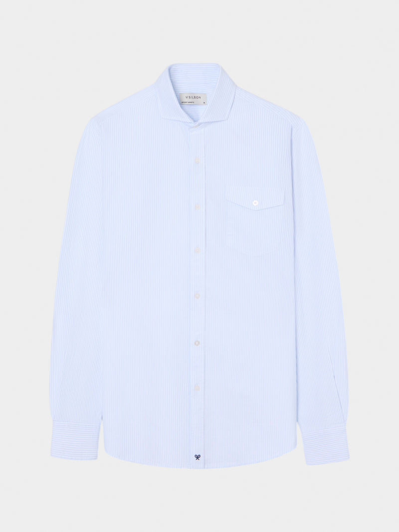 Chemise sport cruise à poche rayée bleue