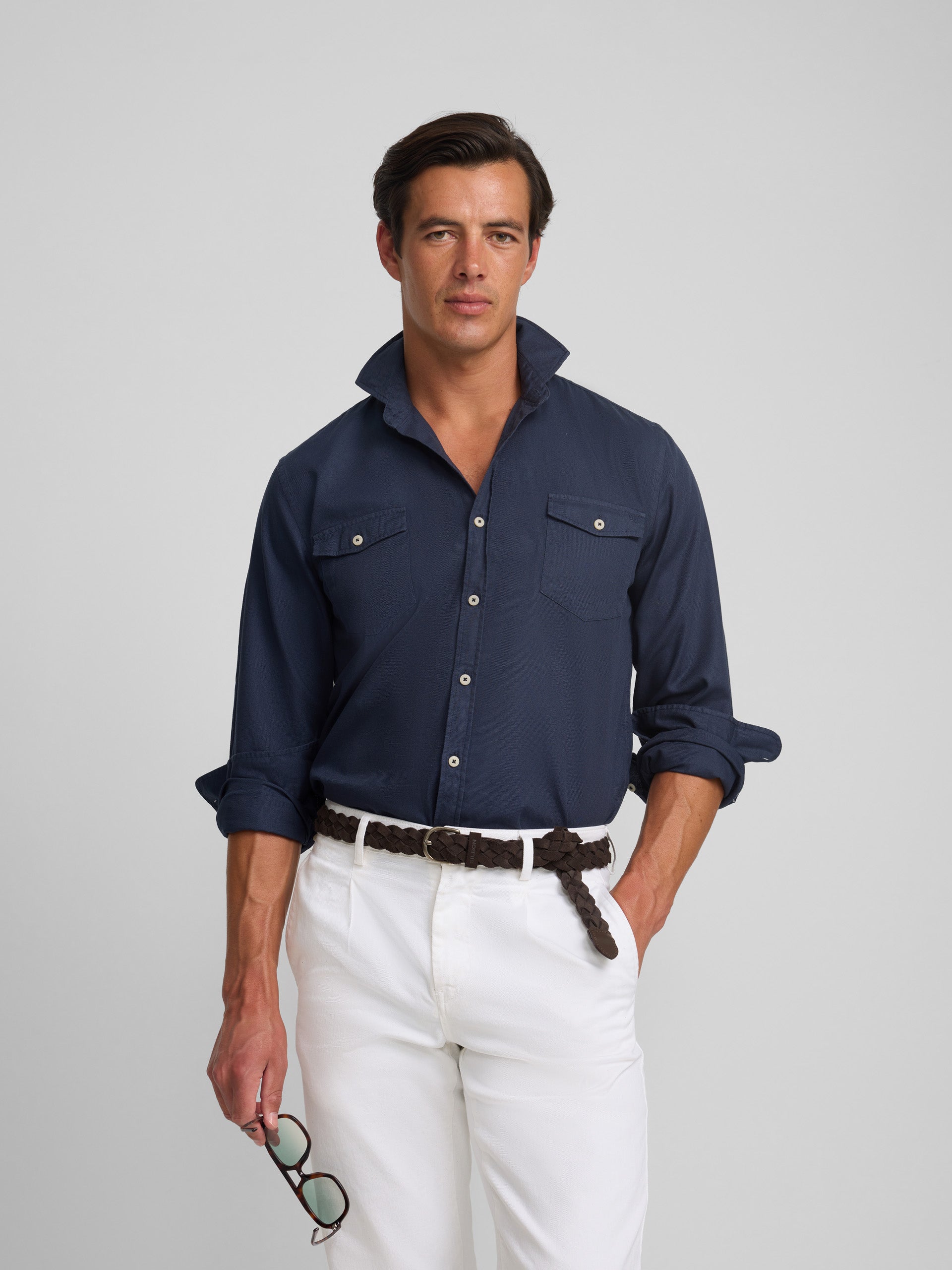 Camisa sport cruise bolsillos azul marino