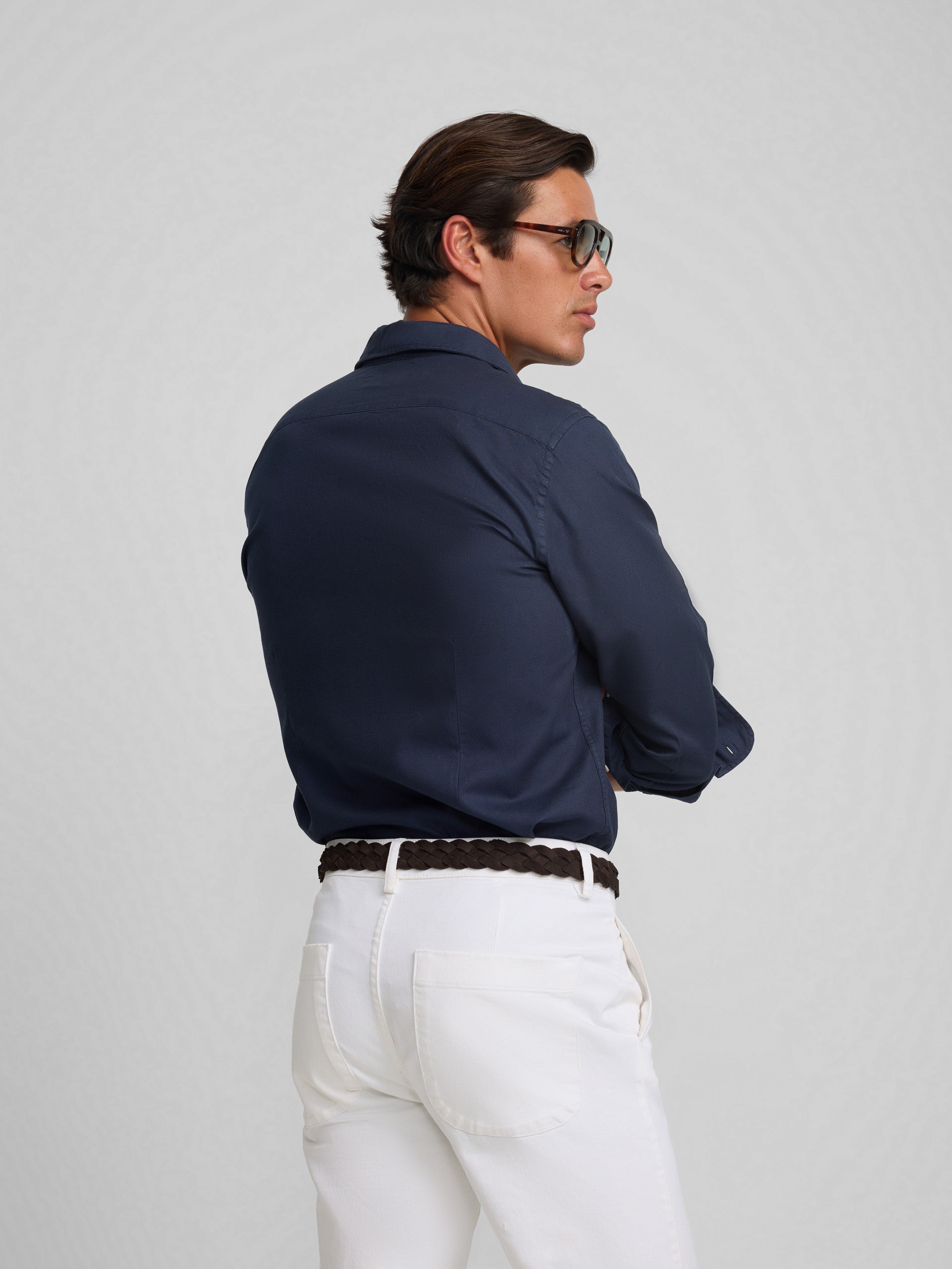 Camisa sport cruise bolsillos azul marino
