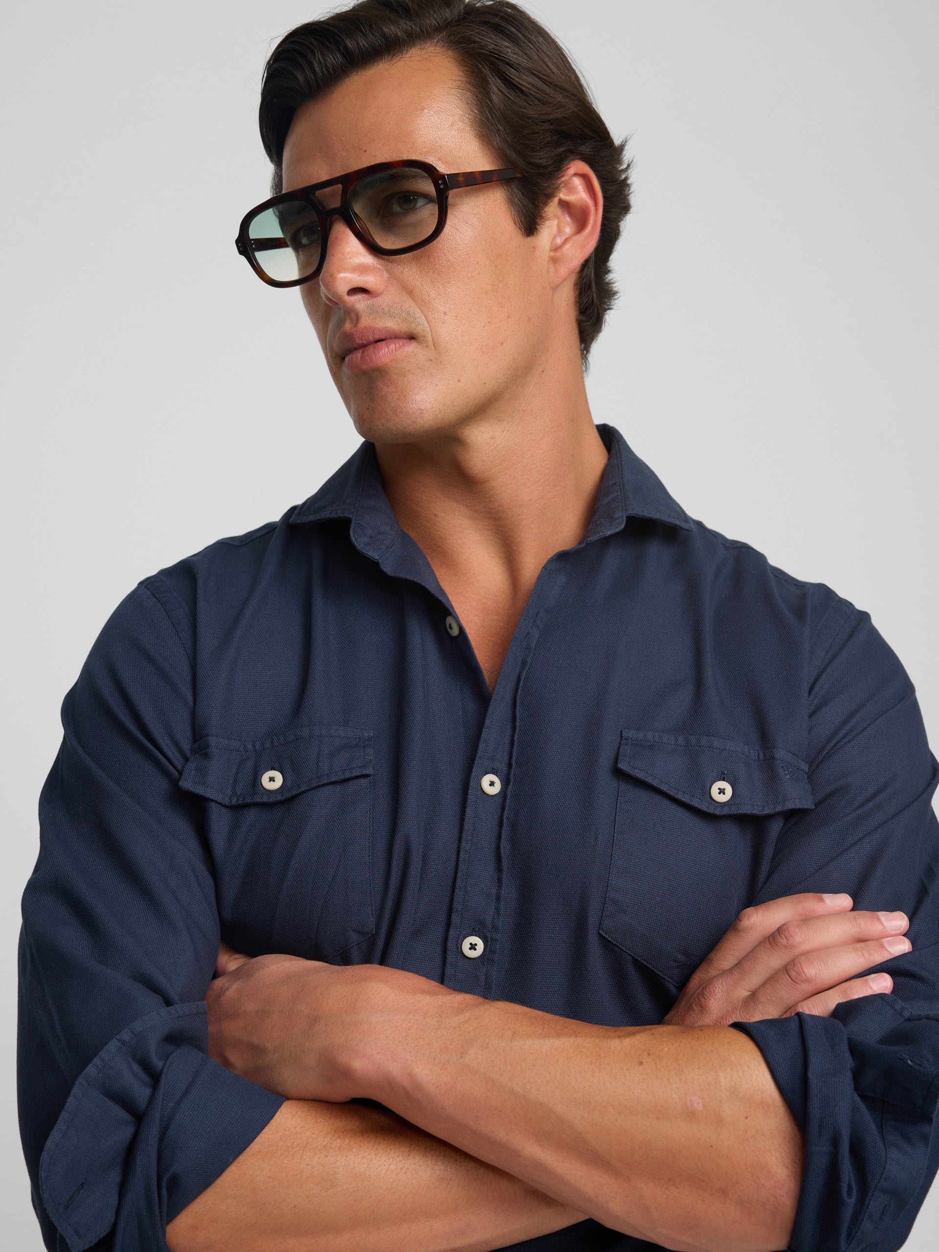 Camisa sport cruise bolsillos azul marino