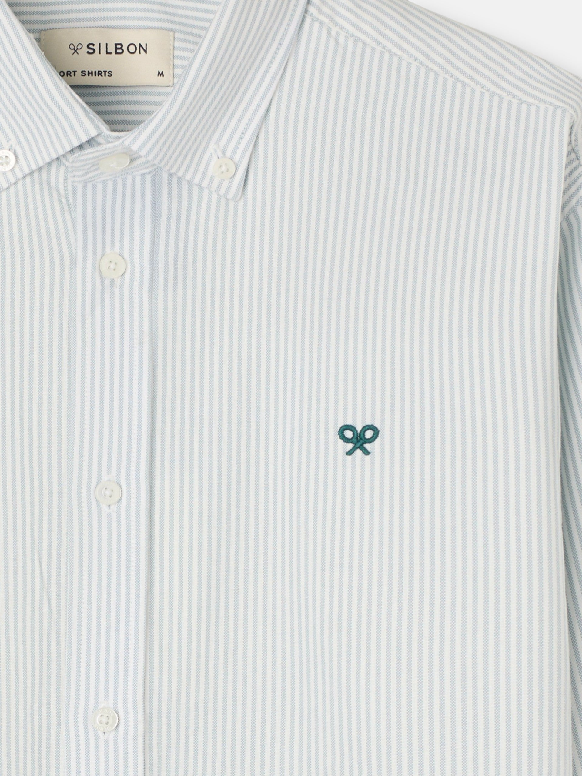 Camisa sport oxford rayas verde