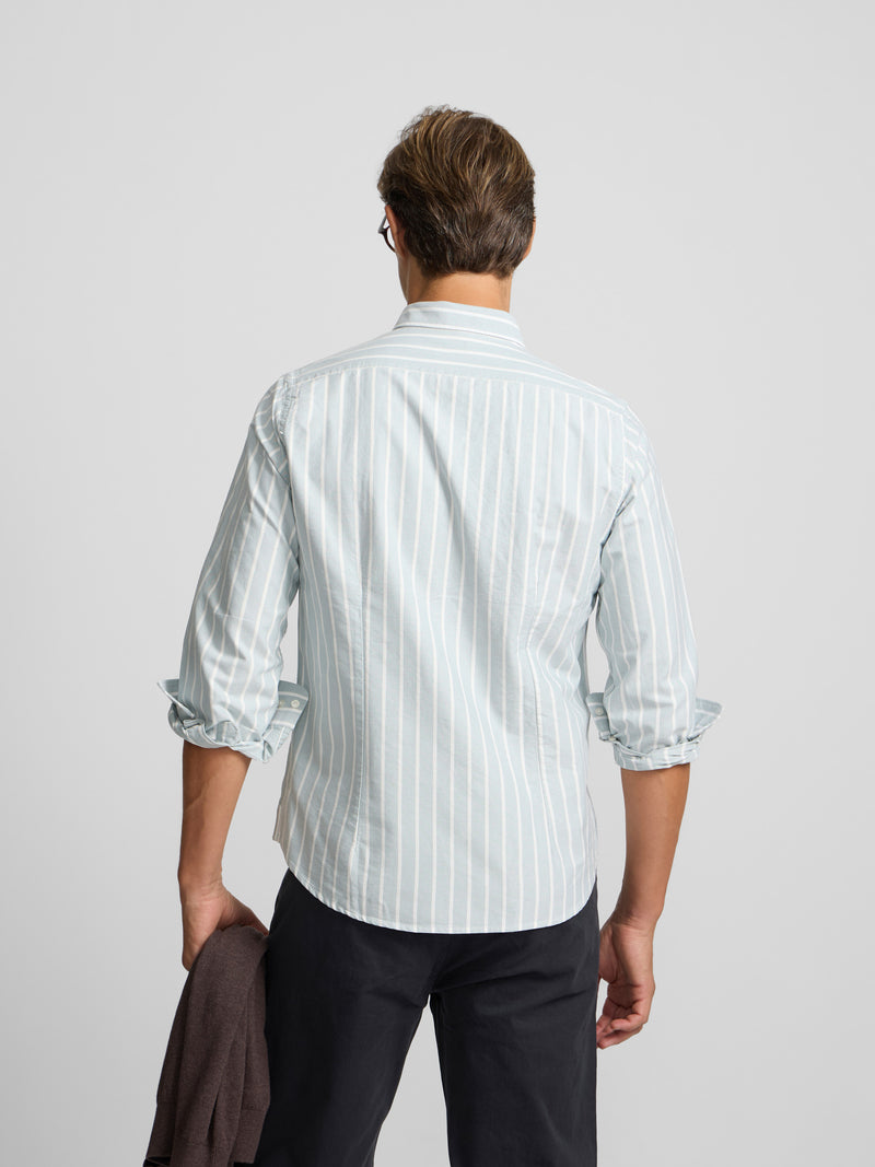Green wide-stripe oxford sport shirt