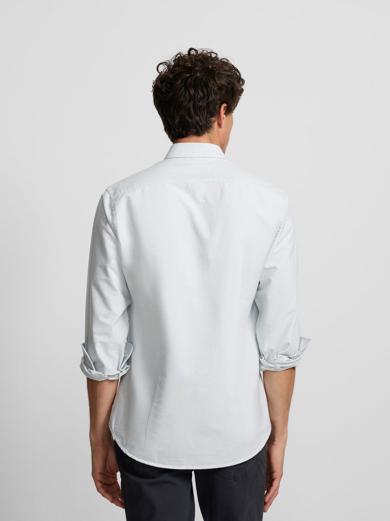Green Oxford Sport Shirt with Fine Stripes