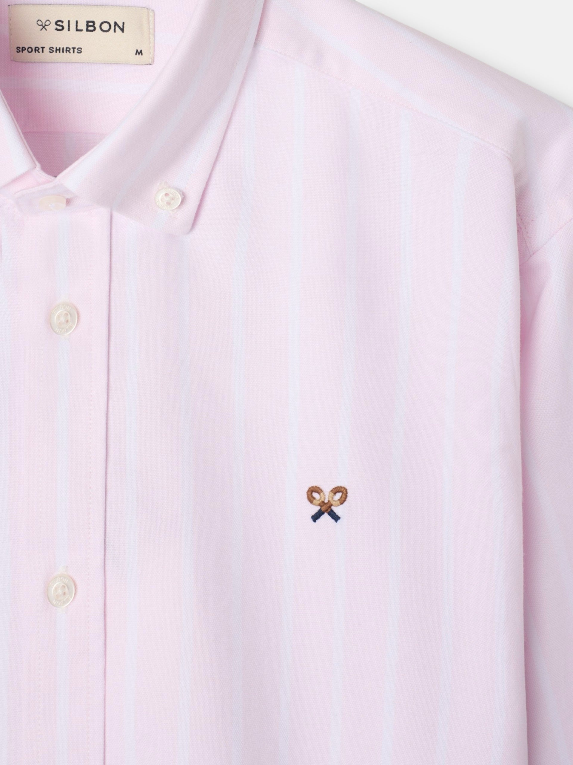 Camisa sport oxford raya ancha rosa