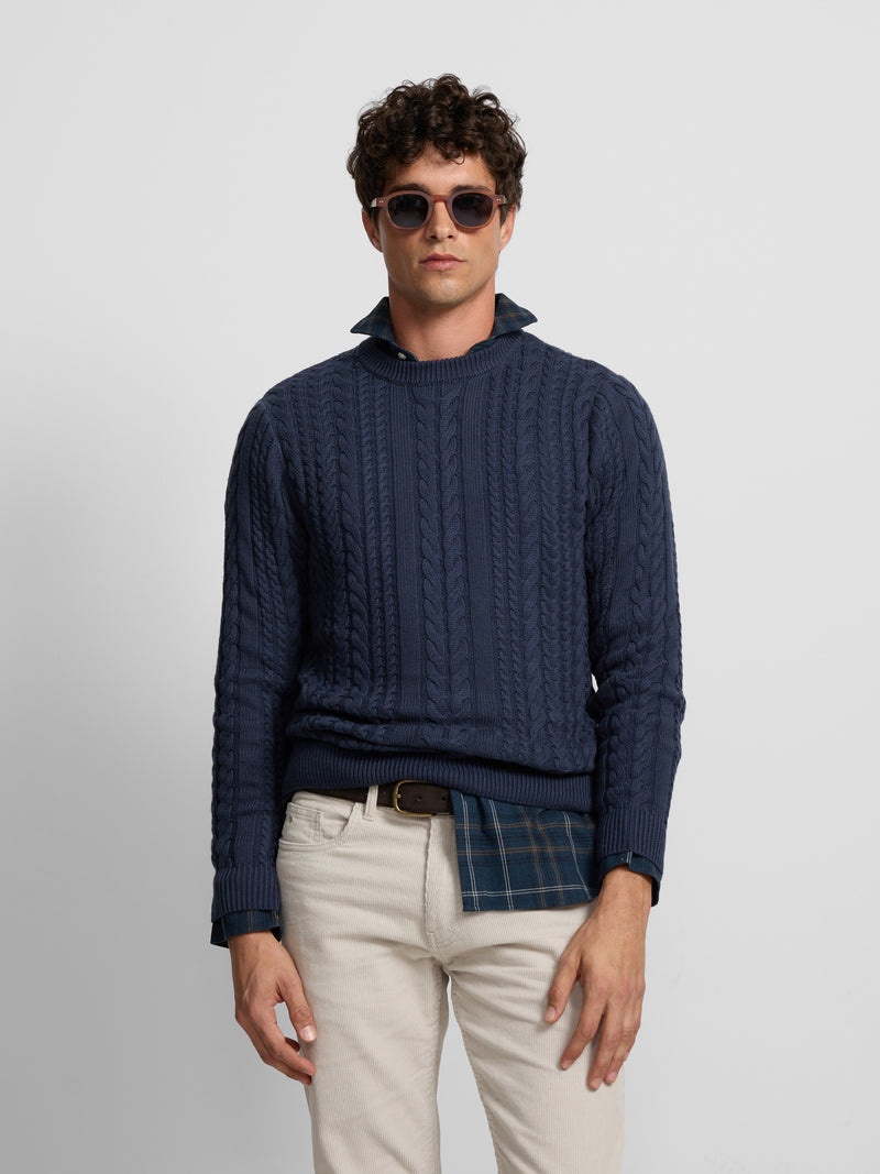 Camisola de malha azul índigo escuro