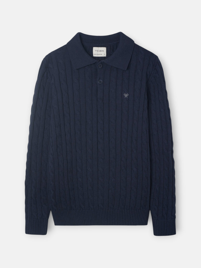 Camisola gola polo azul-marinho