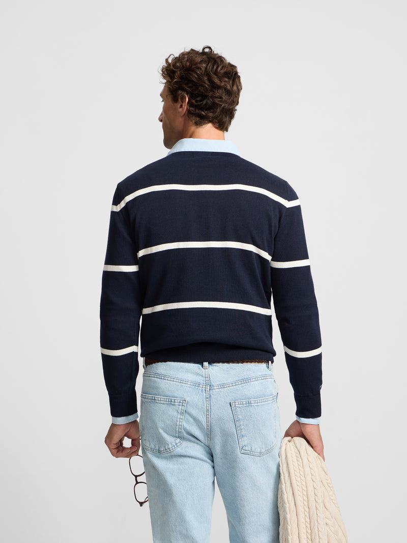 Camisola às riscas azul-marinho