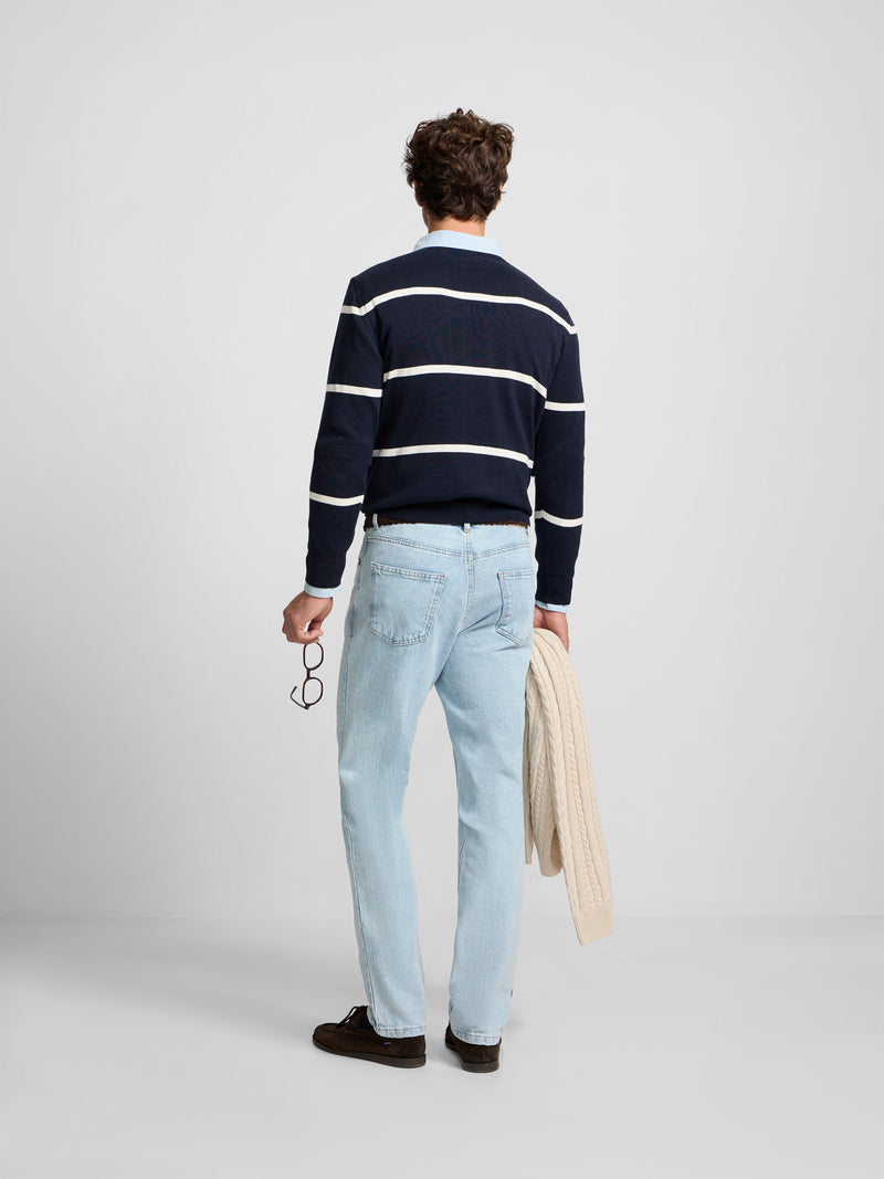 Camisola às riscas azul-marinho