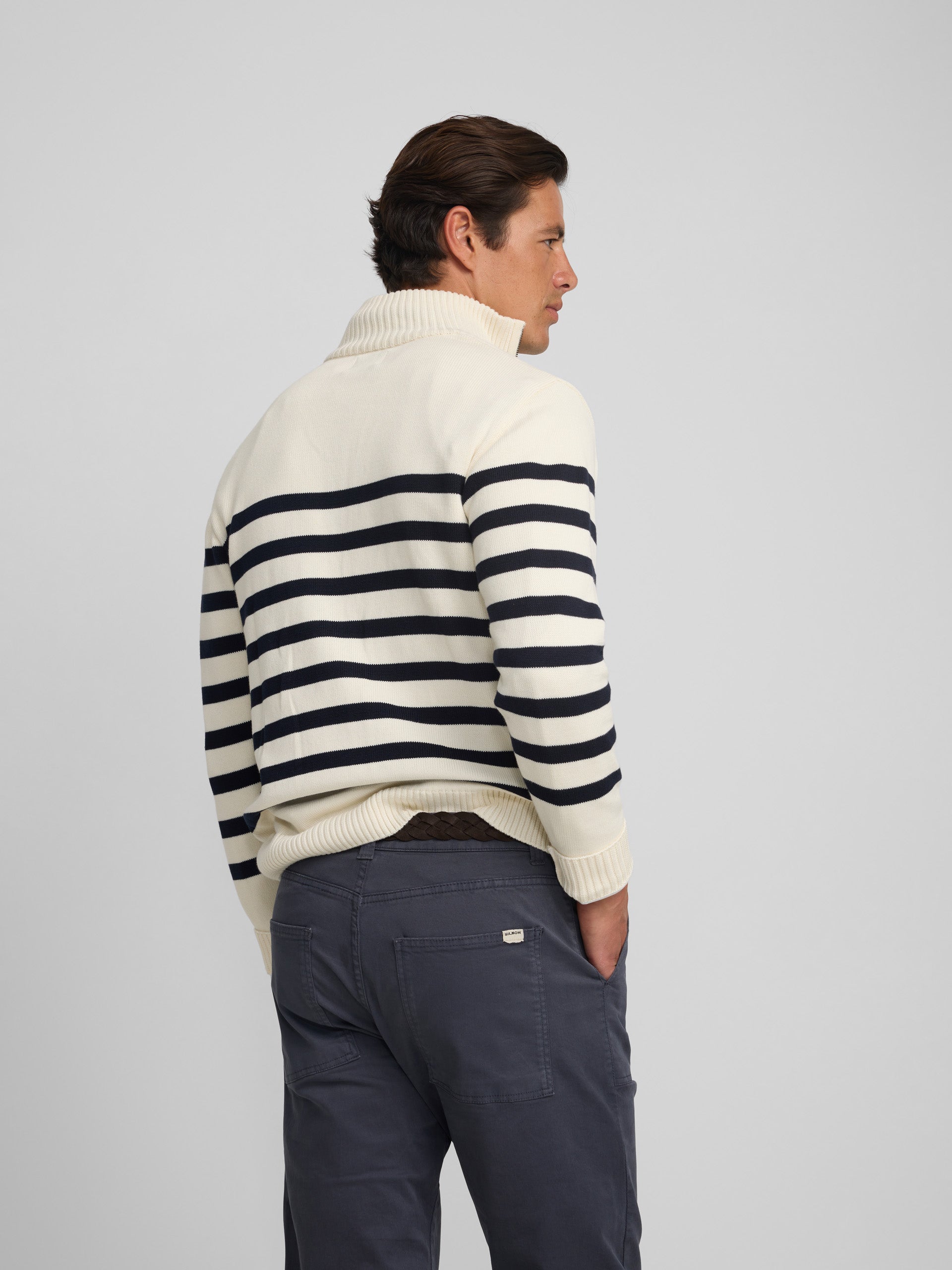 Camisola meia-fecho cruise riscas azuis