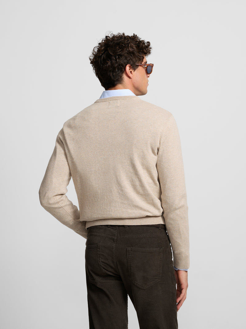 Retro beige V-neck sweater