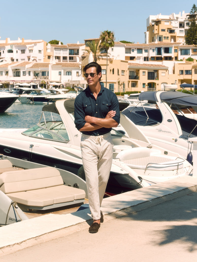 Sport cruise trousers with blue stripes