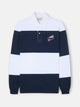 Classic navy blue striped rugby polo