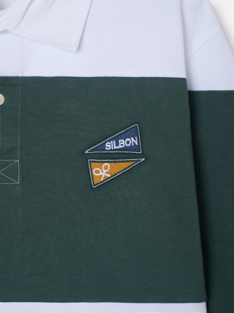Classic green striped rugby polo