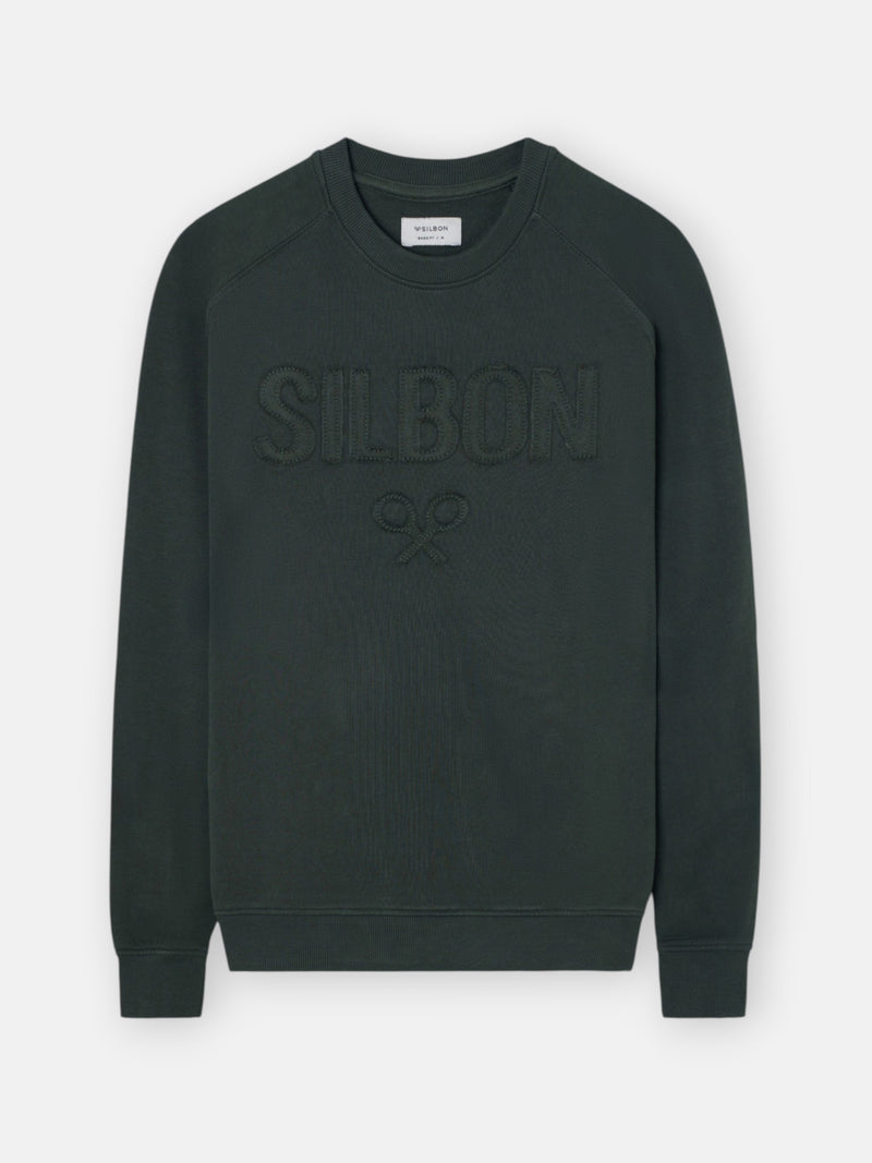 Sweat-shirt raglan patch Silbon kaki