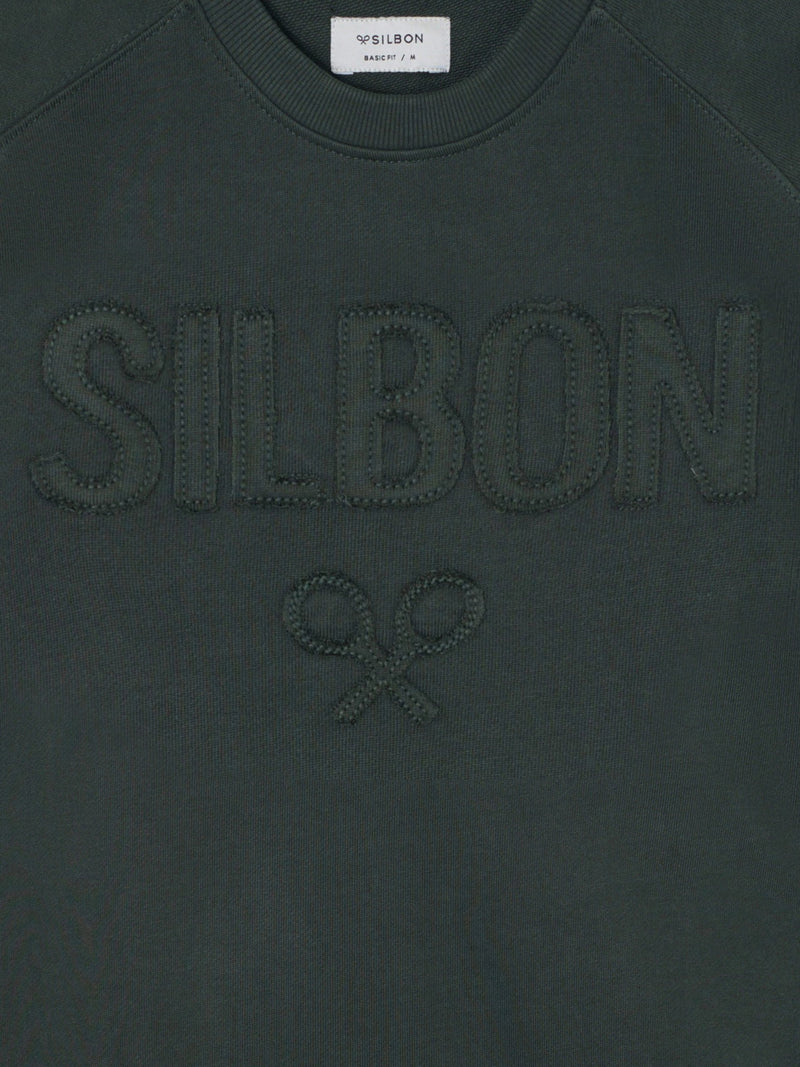 Sweat-shirt raglan patch Silbon kaki