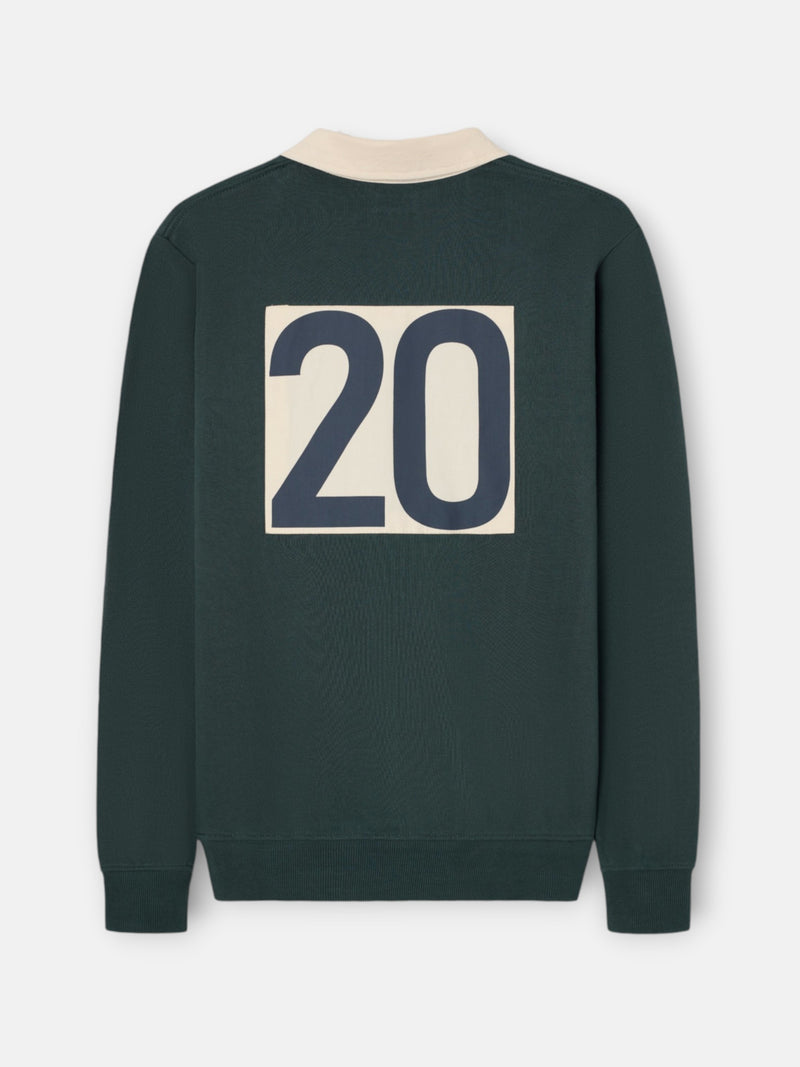 Sweatshirt gola polo emblema verde escuro