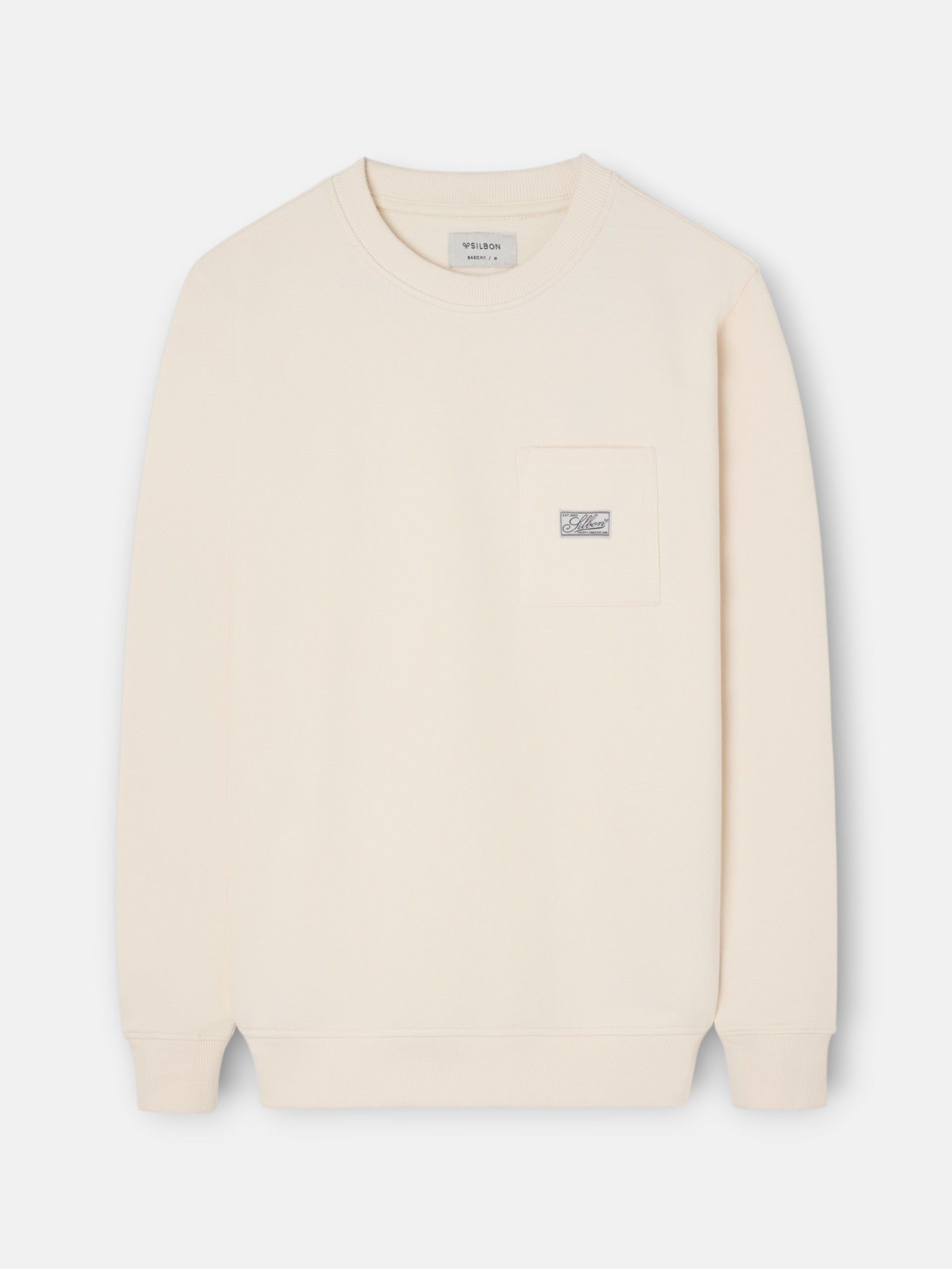 Sweatshirt bolso etiqueta creme