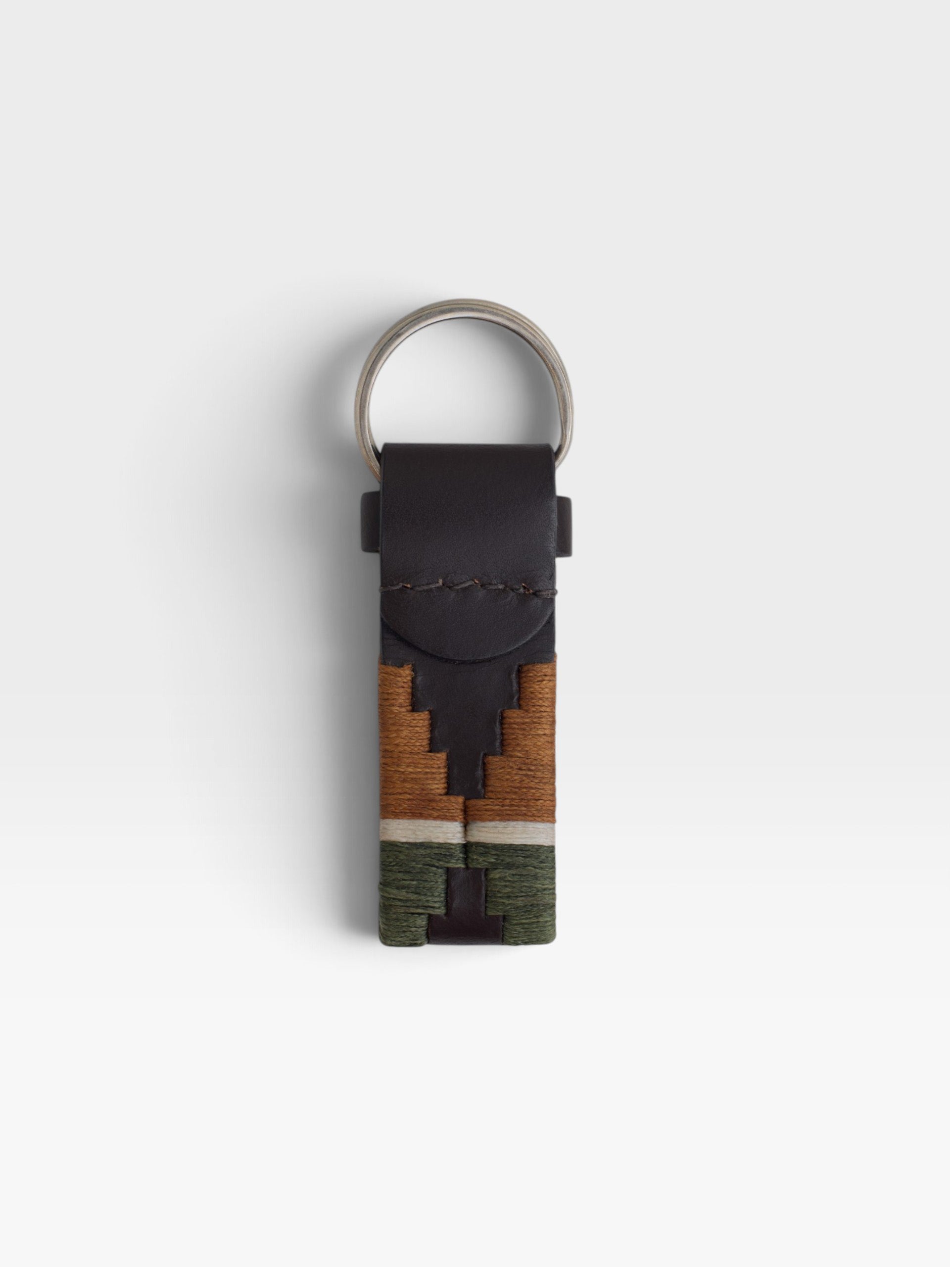 Argentinian multicolor green leather keychain