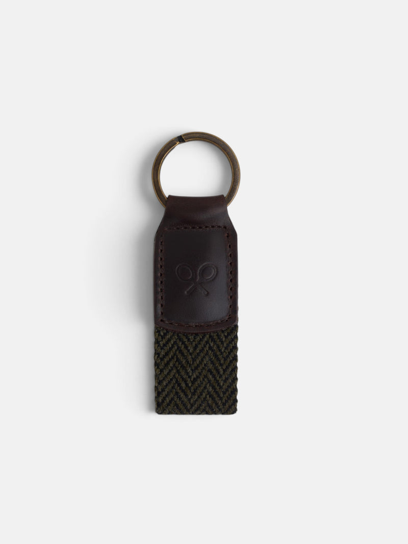 Porte-clés en cuir tressé vert