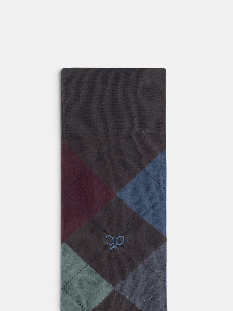 Brown argyle socks