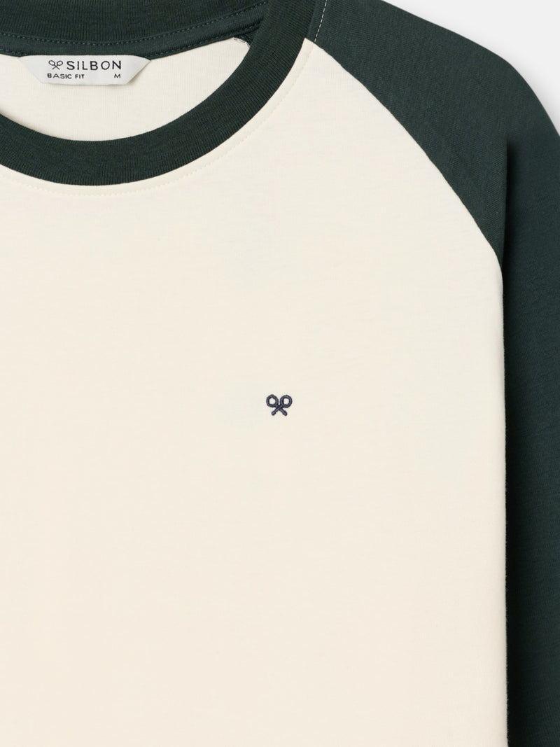 Dark green long-sleeve raglan t-shirt