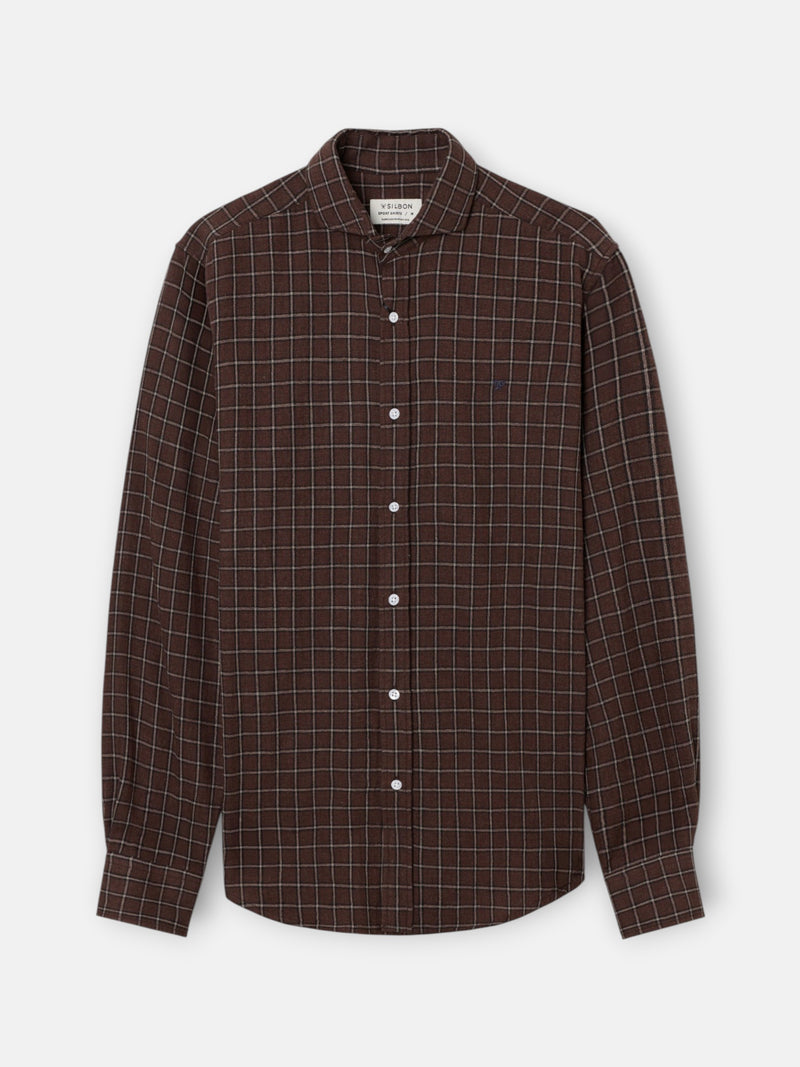 Camisa sport cuadro grande marron