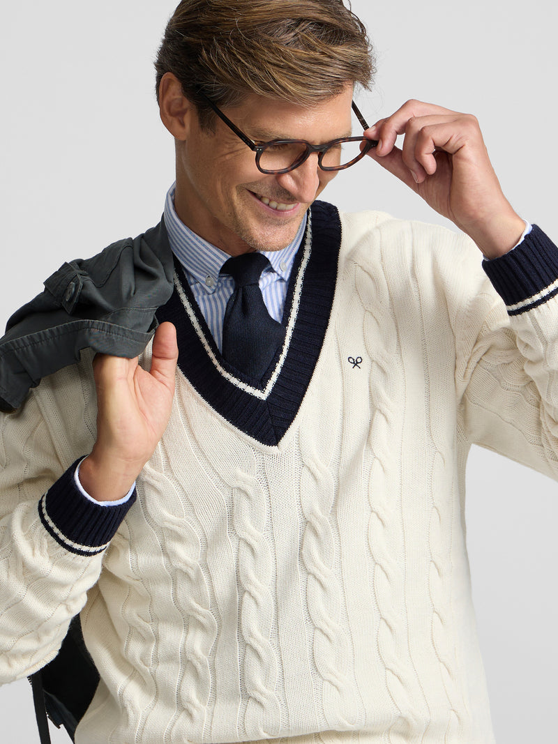 Beige college sweater