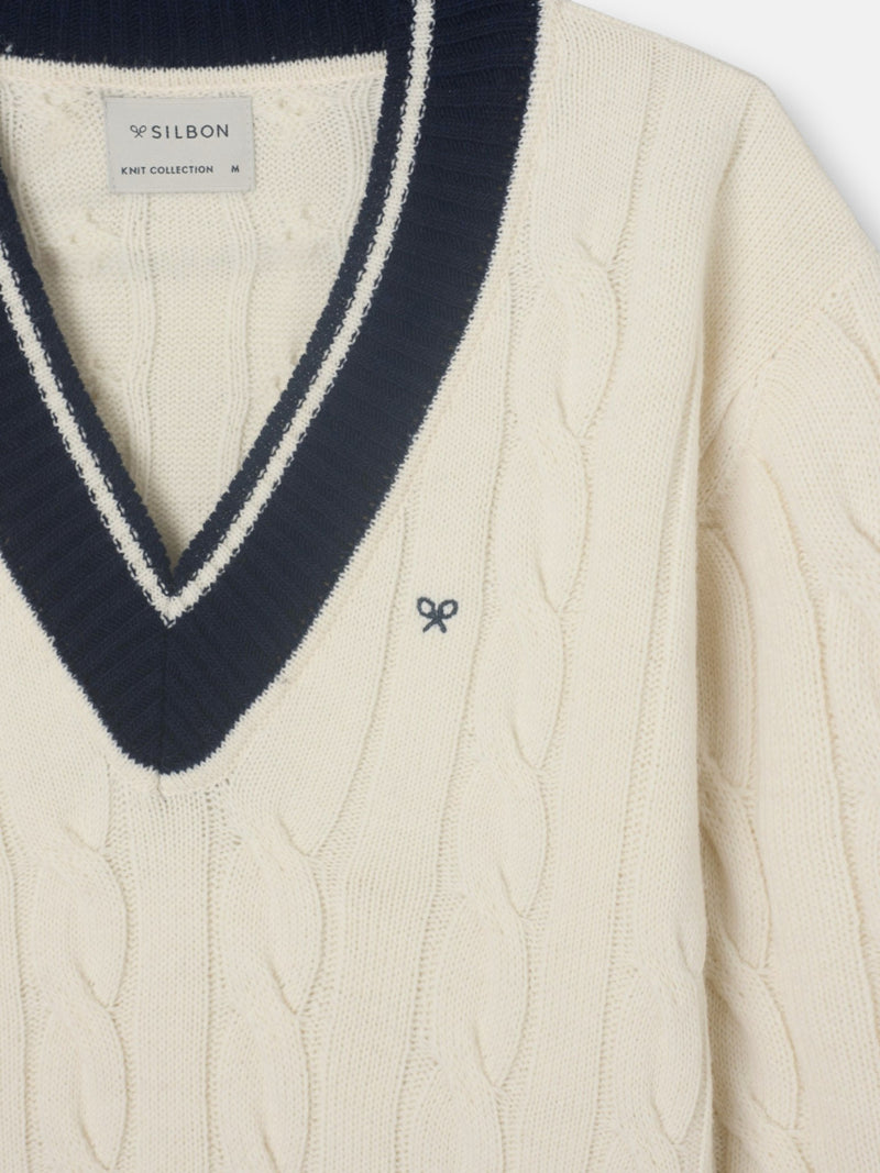 Beige college sweater