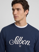 Relaxed fit sweatshirt with navy blue Silbon embroidery