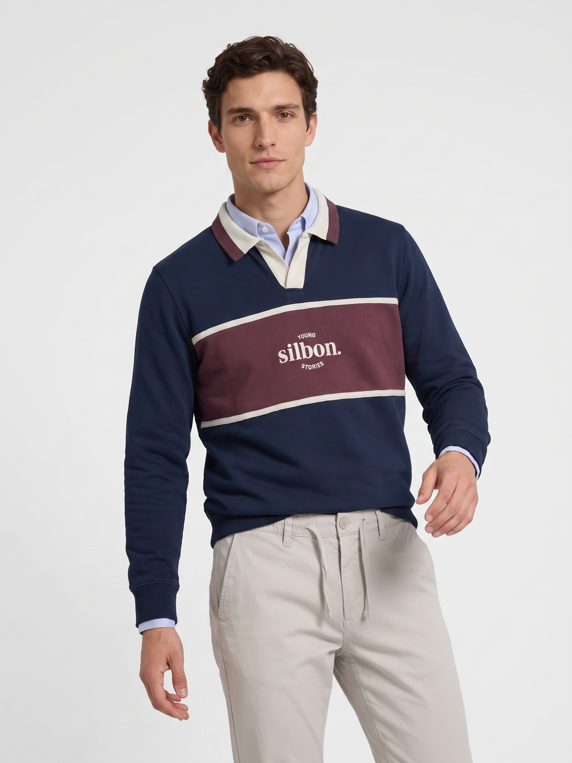 Sweatshirt polo young stories azul-marinho