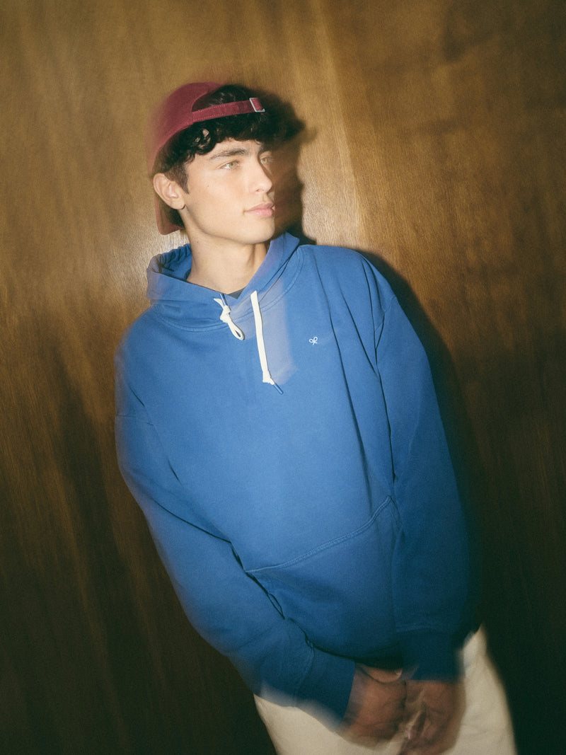 Relaxed fit blue hangout hoodie