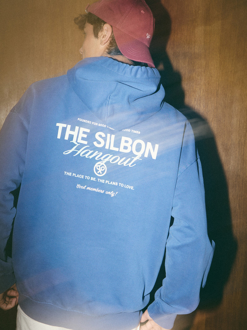 Relaxed fit blue hangout hoodie
