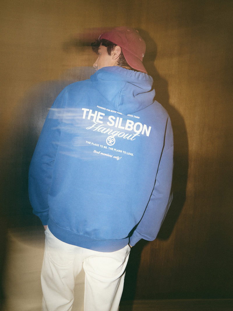 Relaxed fit blue hangout hoodie