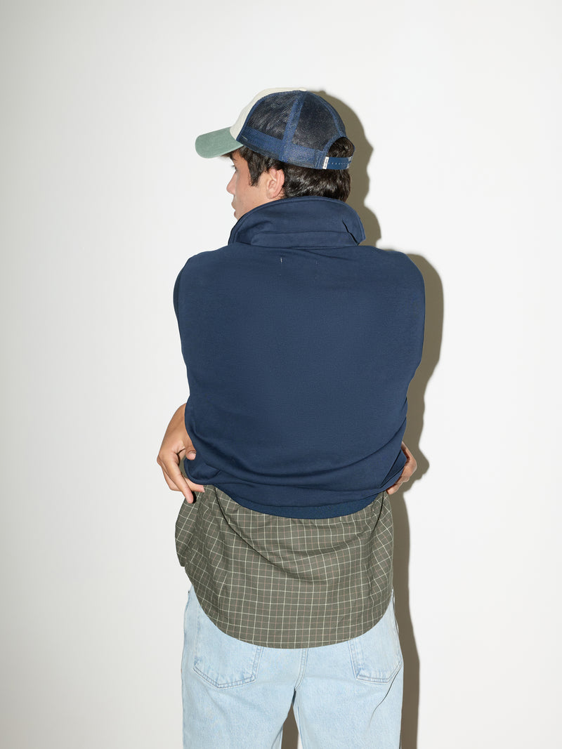 Two-tone navy blue kangaroo fleece