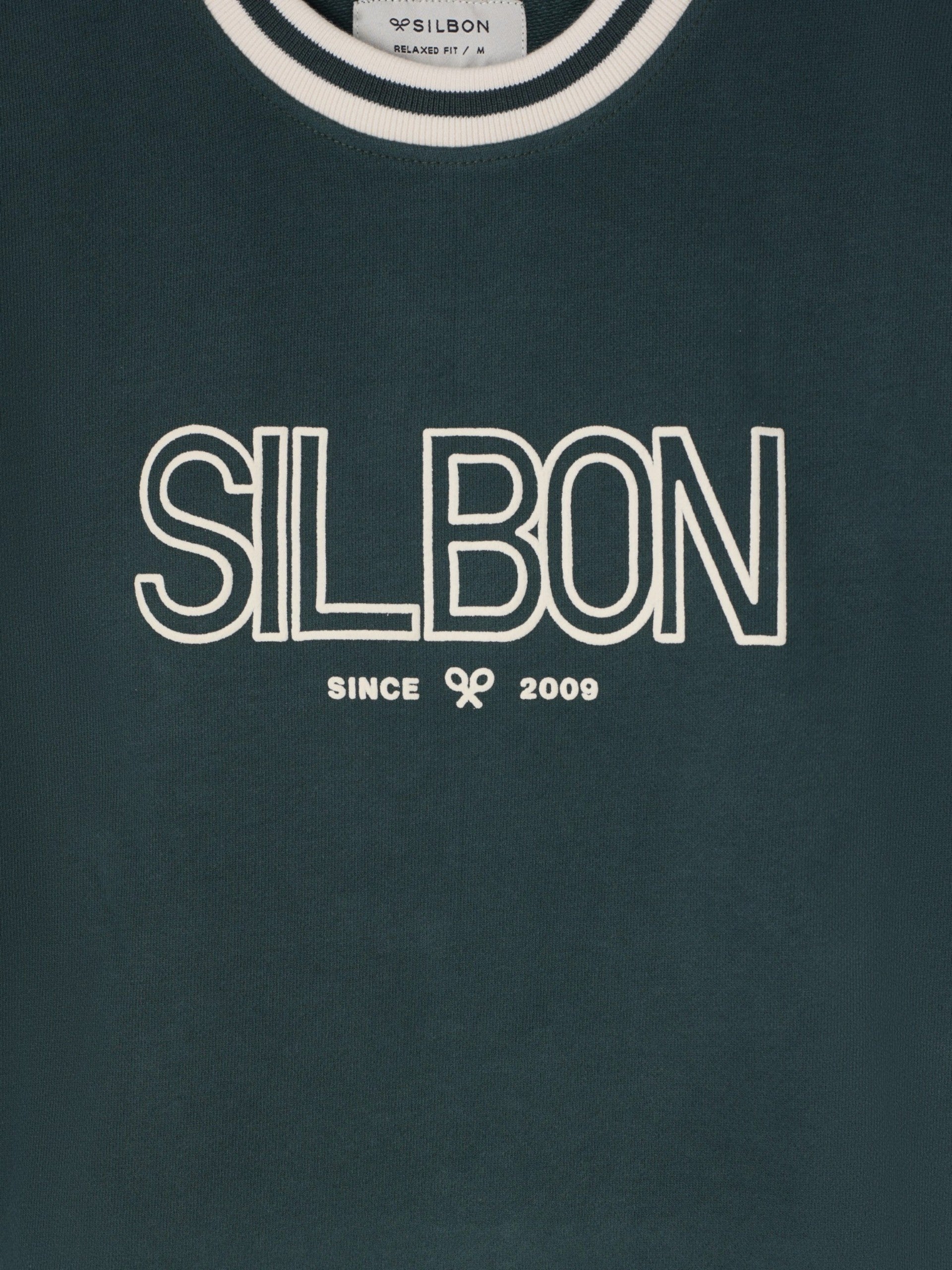 Sweatshirt relaxed fit retro verde escuro