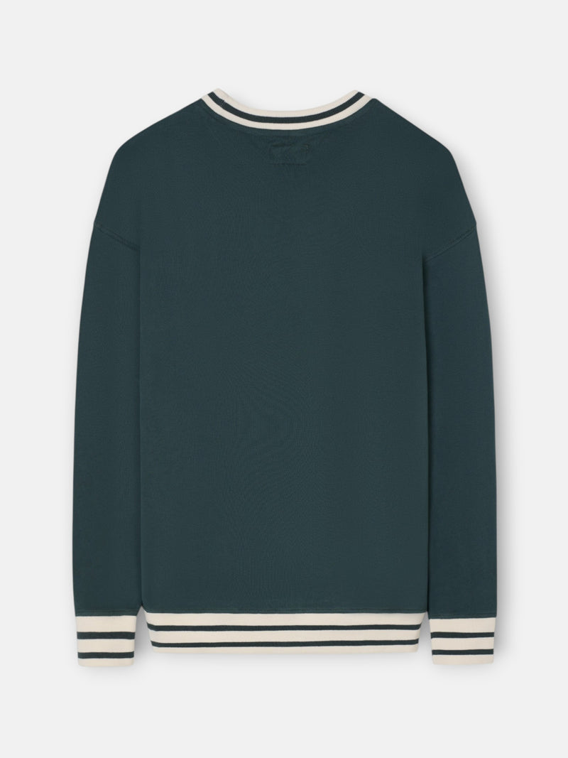 Sweat-shirt coupe décontractée rétro vert foncé