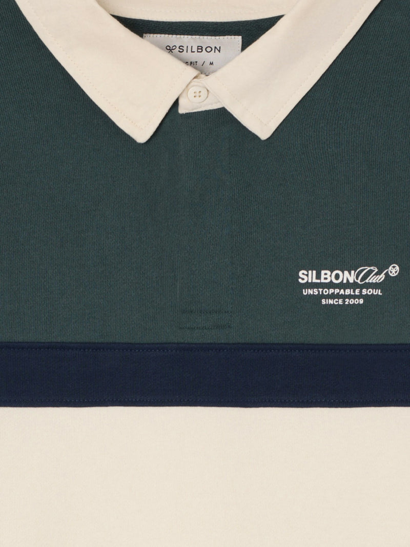 Sweat-shirt col polo Silbon Club vert foncé