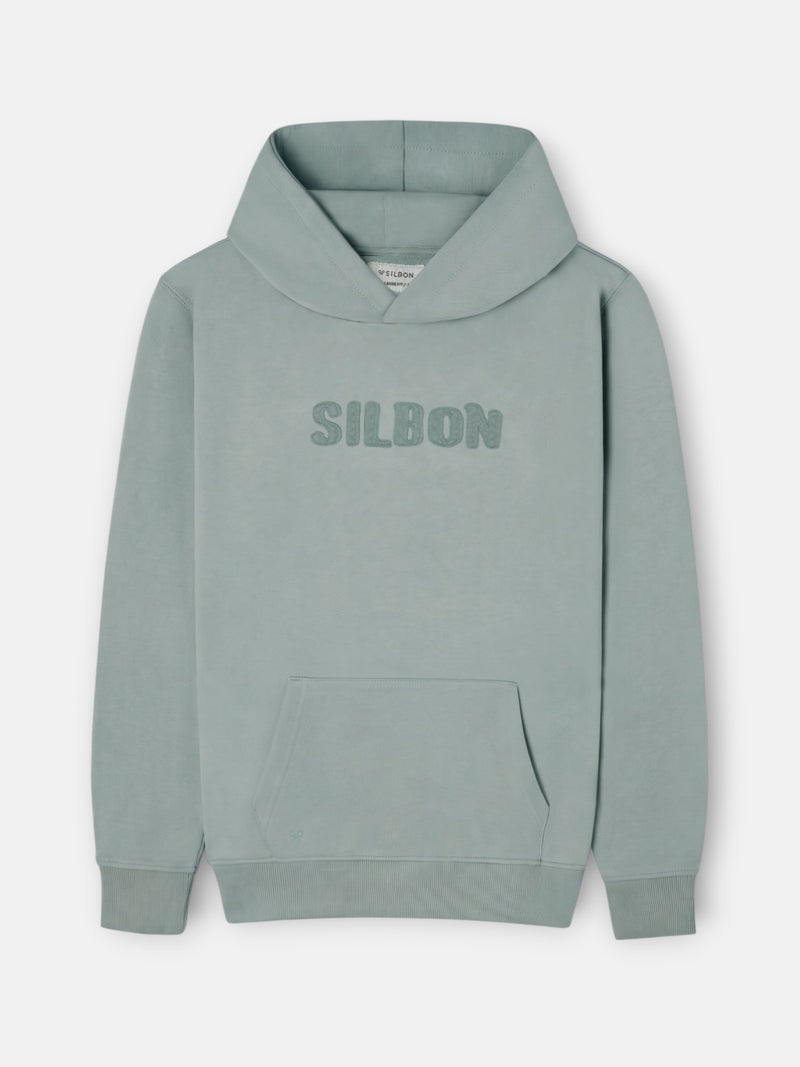 Sweatshirt com capuz e emblema em tom verde claro