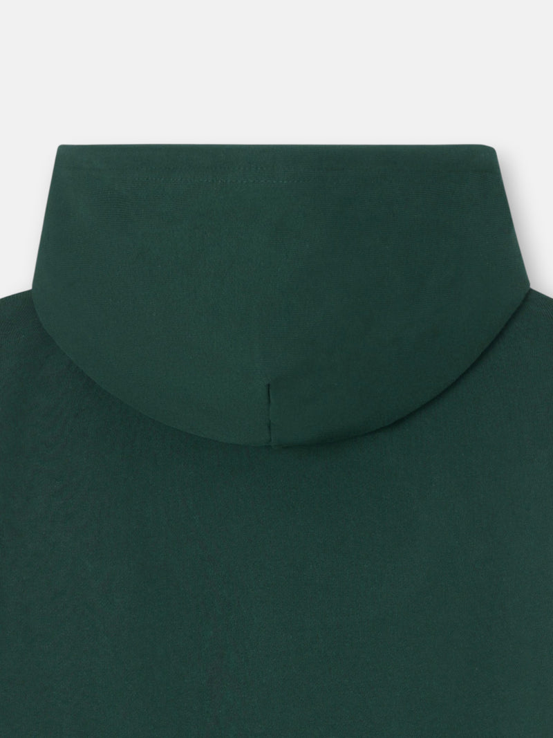 Sudadera capucha relaxed franjas verde oscuro