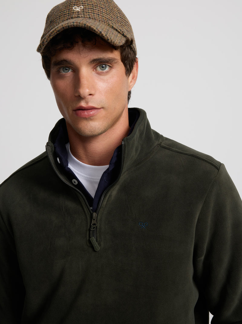 Polaire à demi-zip vert