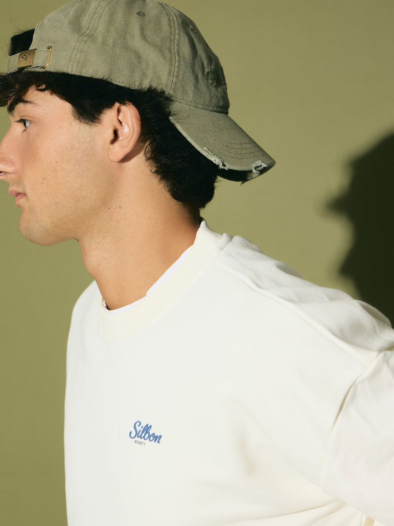 Sudadera relaxed fit silbon society crema